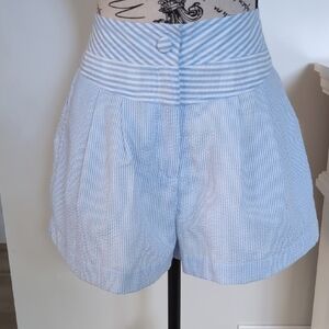 THREAD & SUPPLY | Women's Blue/White Pin Striped High-Rise Seersucker Shorts